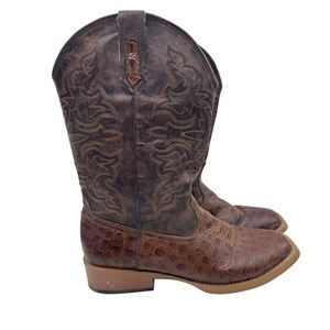 Roper 9.5 Brown Cowboy Western Boots Women's Faux Gator Square Toe